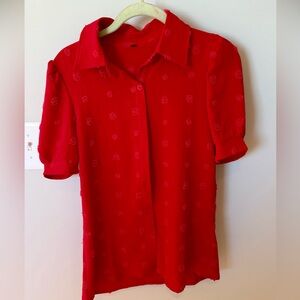 Red Button-Up Blouse